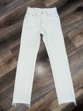 Levi's Premium 501° ORIGINAL FIT WOMEN'S Raw Hem JEANS Color: Yacht Time - White